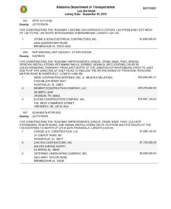 Alabama Department of Transportation Low Bid Sheet Letting Date: September 25, County: