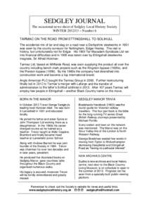 SEDGLEY JOURNAL The occasional news-sheet of Sedgley Local History Society WINTER[removed] – Number 6