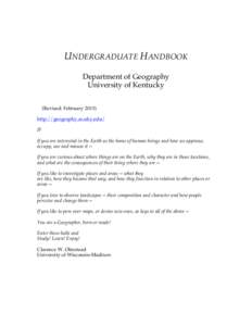 UNDERGRADUATE HANDBOOK Department of Geography University of Kentucky (Revised: February[removed]http://geography.as.uky.edu/ IF