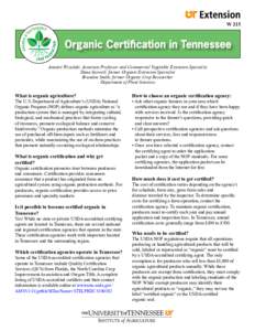 S  Organic Certification in Tennessee DU