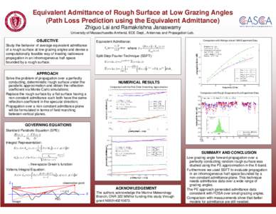 Equivalent Admittance of Rough Surface at Low Grazing Angles (Path Loss Prediction using the Equivalent Admittance) Zhiguo Lai and Ramakrishna Janaswamy University of Massachusetts-Amherst, ECE Dept., Antennas and Propag