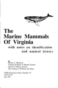 The Marine Mammals Of Virginia by