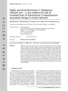 A R T I C L E  Neuroendocrinology Letters  Volume 28  No. 2   2007 Higher perceived dominance in Toxoplasma infected men – a new evidence for role of