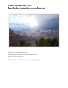 Grand Canyon National Park Rapid Site Inventory of Backcountry Campsites