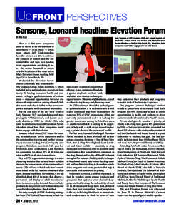 Up FRONT  PERSPECTIVES Sansone, Leonardi headline Elevation Forum By Rob Eder