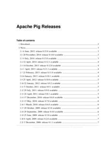 Apache Pig Releases Table of contents 1 Download............................................................................................................................3 2 News........................................