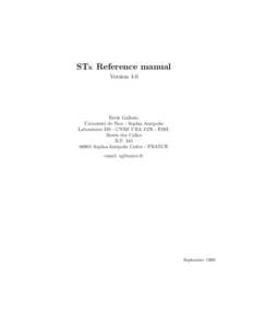 STK Reference manual Version 4.0 Erick Gallesio Universit´e de Nice - Sophia Antipolis Laboratoire I3S - CNRS URAESSI.