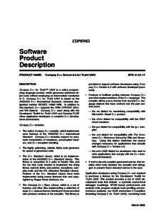 Software Product Description PRODUCT NAME:  Compaq C++ Version 6.5 for Tru64 UNIX