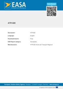 ATR 600  Description: ATR 600
