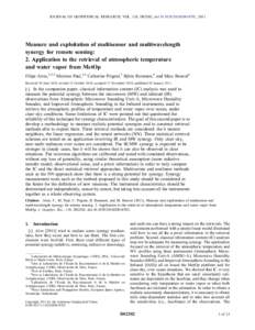 JOURNAL OF GEOPHYSICAL RESEARCH, VOL. 116, D02302, doi:2010JD014702, 2011  Measure and exploitation of multisensor and multiwavelength synergy for remote sensing: 2. Application to the retrieval of atmospheric te