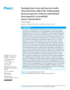 Immigration rates and species niche characteristics affect the relationship between species richness and habitat heterogeneity in modeled meta-communities Avi Bar-Massada