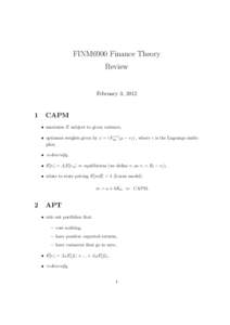 FINM6900 Finance Theory Review February 3, [removed]