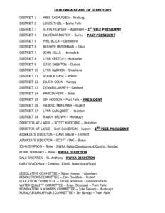 2016 IWUA BOARD OF DIRECTORS DISTRICT 1 MIKE RASMUSSEN - Rexburg  DISTRICT 2