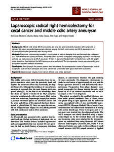 Laparoscopic radical right hemicolectomy for cecal cancer and middle colic artery aneurysm