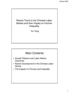 09-Apr[removed]Recent Trend in the Chinese Labor Market and their Impact on Income Inequality Du Yang