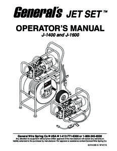 JET SET  TM OPERATOR’S MANUAL J-1400 and J-1600