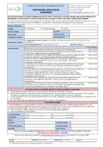 Safety & Environment Management System  PORT WORKS APPLICATION BUNKERINGKunara Crescent, P.O. Box 292