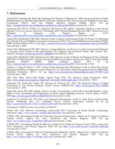 LOWER  SJR  REPORT  2014  –  REFERENCES      7. References   Abbott GM, Landsberg JH, Reich AR, Steidinger KA, Ketchen S, Blackmore CResource Guide for Public Health Response to Harmful Algal Blooms in 
