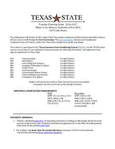 Transfer Planning GuideMajor in Art History/ Bachelor of Arts (BA) 120 Credit Hours Texas Education Code Sectionrequires that Texas public institutions facilitate the transferability of lowerdivision c