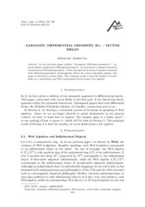 Math. Appl), 183–195 DOI: maAXIOMATIC DIFFERENTIAL GEOMETRY II-1 – VECTOR FIELDS HIROKAZU NISHIMURA