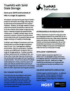 TrueNAS with Solid State Storage Store up to 300TB and hundreds of VMs in a single 3U appliance. Virtualization has become the great hope of modern enterprise information technology, reducing costs
