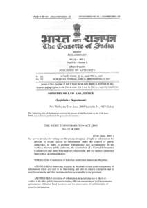 MINISTRY OF LAW AND JUSTICE (Legislative Department) New Delhi, the 21st June, 2005/Jyaistha 31, 1927 (Saka) The following Act of Parliament received the assent of the President on the 15th June, 2005, and is hereby publ