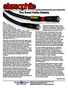 Reprinted from Stereophile Volume 36, Issue 11 (November[removed]The Great Cable Debate The Internet