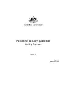 Personnel security guidelines – Vetting practices