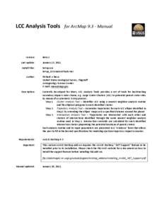    LCC	
  Analysis	
  Tools	
  	
  	
  for	
  ArcMap	
  9.3	
  -­‐	
  Manual	
     	
   	
  
