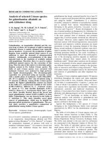 RESEARCH COMMUNICATIONS  Analysis of selected Crinum species for galanthamine alkaloid: an anti-Alzheimer drug U. B. Jagtap1, M. M. Lekhak2 , D. P. Fulzele3 ,