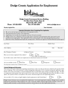 Dodge County Application for Employment