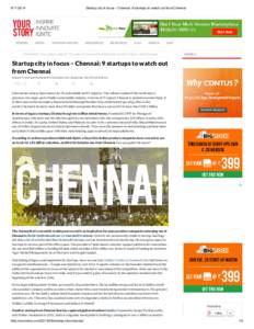 STORIES Startup city in focus - Chennai: 9 startups to watch out from Chennai