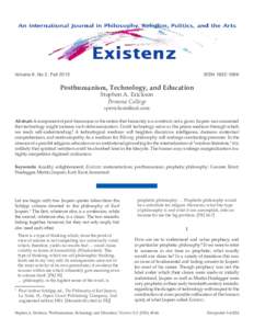 Posthumanism, Technology, and Education
