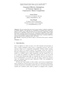 Journal of Universal Computer Science, vol. 16, no), submitted: , accepted: , appeared:  © J.UCS Canonical Eﬀective Subalgebras of Classical Algebras as Constructive Metric Co