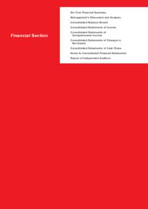 Six-Year Financial Summary Management’s Discussion and Analysis Consolidated Balance Sheets Consolidated Statements of Income  Financial Section