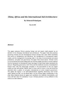 Rev working paper china africa aid architecture.August.2010