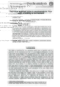 The International Journal of Int J Psychoanal:1299–1317 doi: j00204.x  Technique and final cause in psychoanalysis: Four