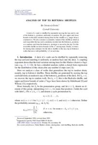 The Annals of Applied Probability 2006, Vol. 16, No. 1, 30–55 DOI: [removed][removed] © Institute of Mathematical Statistics, 2006  ANALYSIS OF TOP TO BOTTOM-k SHUFFLES