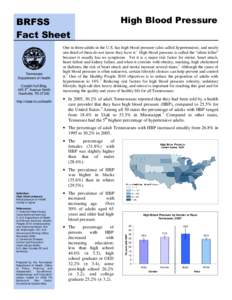 BRFSS Fact Sheet Tennessee Department of Health Cordell Hull Bldg.