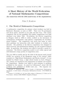 Mathematics Competitions Vol 22 NoA Short History of the World Federation of National Mathematics Competitions (In connection with the 25th anniversary of the organization)