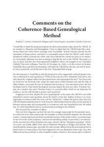 Comments on the ­Coherence-Based Genealogical Method
