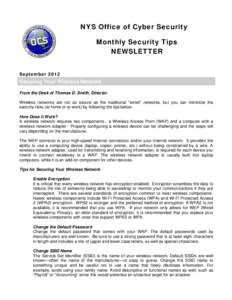 NYS Office of Cyber Security Monthly Security Tips NEWSLETTER  September 2012    