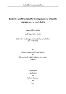 Predictive shelf life model for the improvement of quality management in meat chains