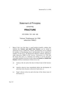 Instrument No.11 of[removed]Statement of Principles concerning  FRACTURE