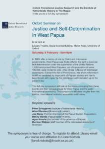 Oxford Transitional Justice Research and the Institute of Netherlands History in The Hague invite you to a full day symposium: OxfordȱTransitionalȱȱȱȱȱȱȱȱȱ JusticeȱResearchȱ