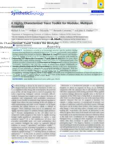 This is an open access article published under an ACS AuthorChoice License, which permits copying and redistribution of the article or any adaptations for non-commercial purposes. Research Article pubs.acs.org/synthbio