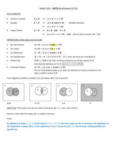 Math[removed]SETS Worksheet (Ch 6) RELATIONSHIPS:  Inclusion (subset)