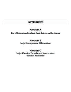 Appendices Appendix A List of International Authors, Contributors, and Reviewers Appendix B