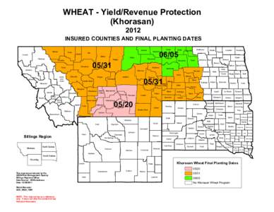 WHEAT - Yield/Revenue Protection (Khorasan[removed]INSURED COUNTIES AND FINAL PLANTING DATES Glacier