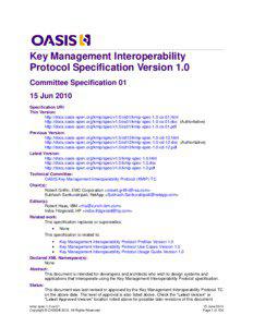 Key Management Interoperability Protocol Specification Version 1.0 Committee Specification 01